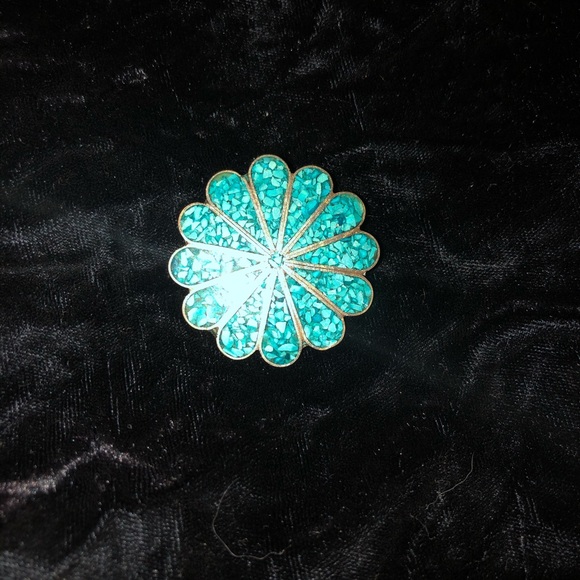 Alpaca Mexico brooch pin - Turquoise - Picture 4 of 5